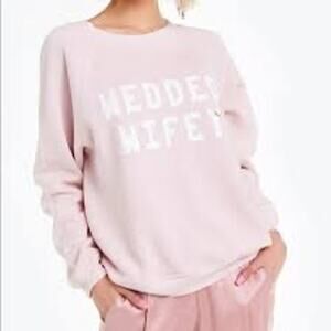 MSRP $108 Upcycled Bridal “Wifey” Wildfox Sweatshirt Size M | SAME DAY SHIP
